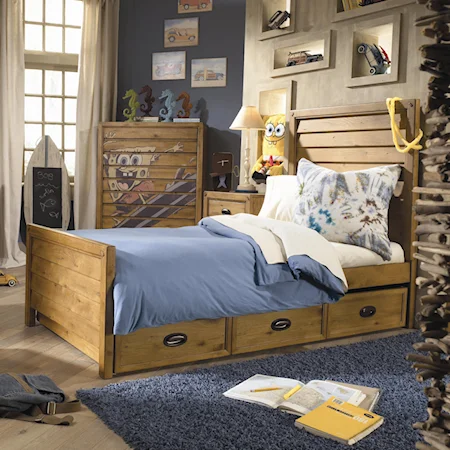 Twin Panel Bed with Underbed Storage